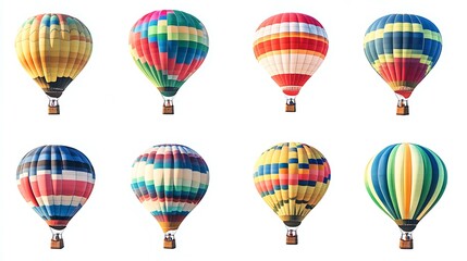 Obraz premium Colorful hot air balloons against a white background.