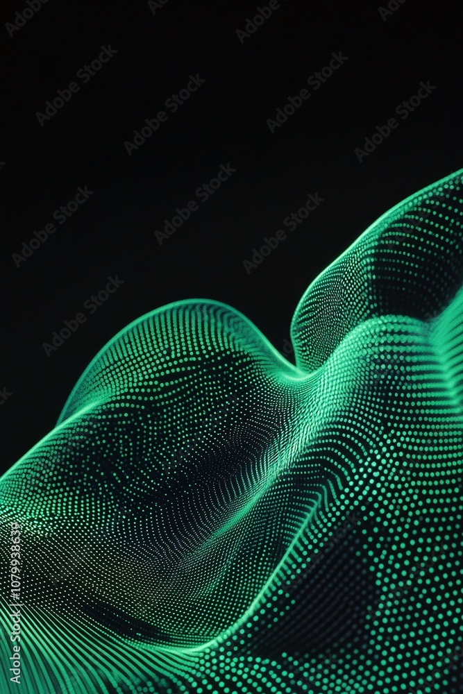 Poster abstract green digital waves with a relaxing flow creating a contemporary texture and depth in an ar