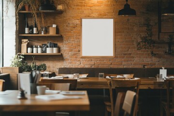Cozy Cafe Interior with Rustic Charm Wall Frame Mockup