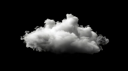 A compact white smoke puff with a defined shape, set against a transparent black backdrop