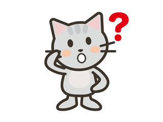 疑問に思うかわいいねこちゃんのイラスト