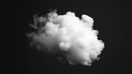 Naklejka premium A compact white smoke puff with a smooth surface, isolated on a black, white cloud, sky