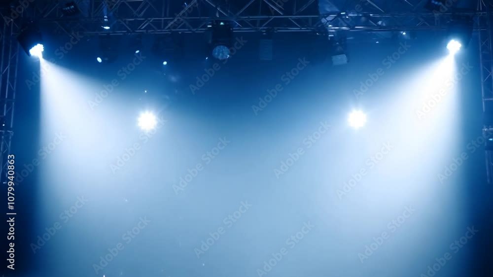 Aufkleber three stage lights illuminated against a studio backdrop generative ai