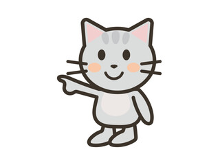 指をさすかわいいねこちゃんのイラスト