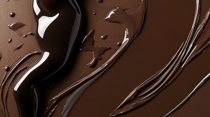 Artistic chocolate swirl design with glossy texture