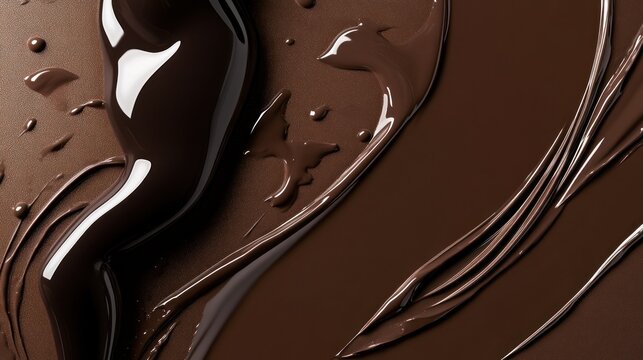 Artistic chocolate swirl design with glossy texture