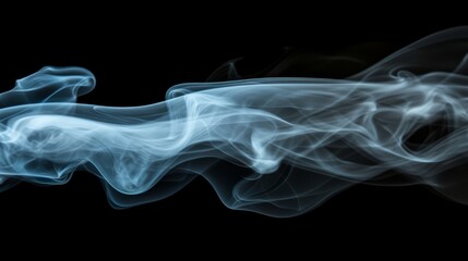 Fototapeta premium A delicate white smoke curl rising softly, creating a gentle atmosphere on a black background