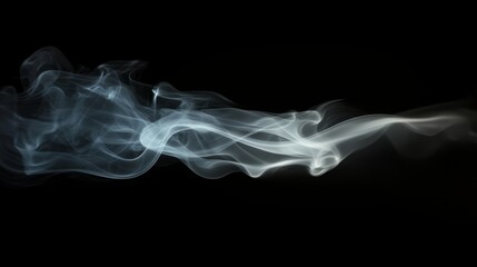 Fototapeta premium A delicate white smoke curl rising softly, creating a gentle atmosphere on a black background