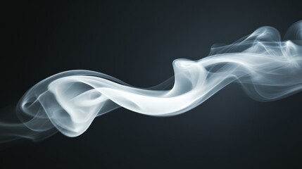Fototapeta premium A delicate white smoke curl rising softly, creating a gentle atmosphere on a black background