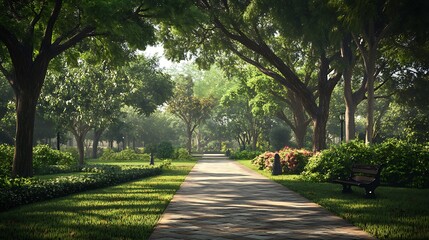 Obraz premium Serene Park Pathway
