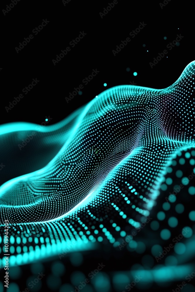 Aufkleber abstract representation of flowing digital waves with glowing dots, creating a mesmerizing and dynam