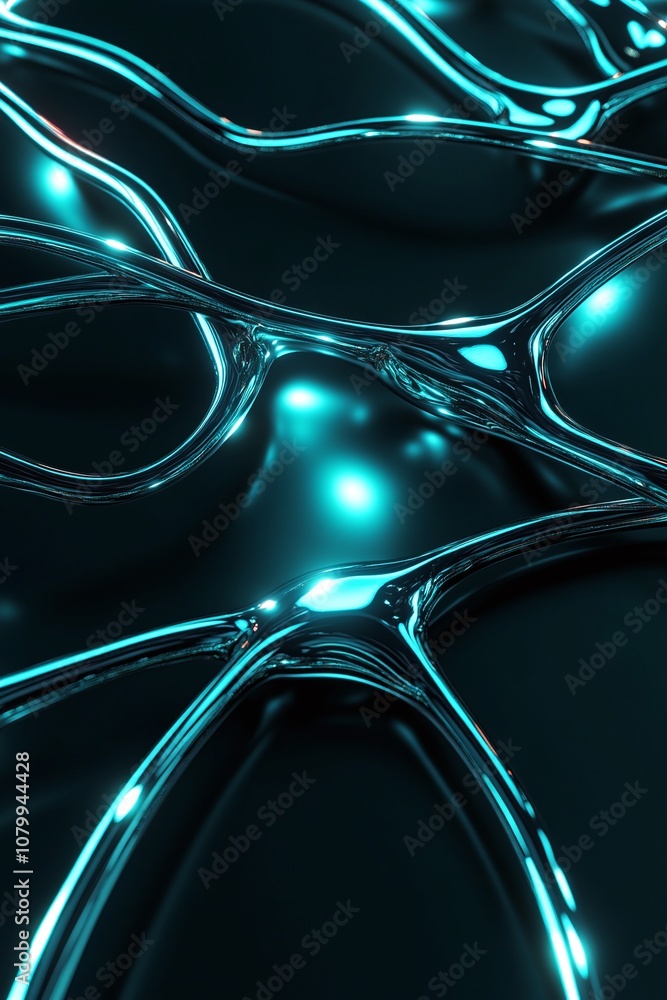 Poster abstract representation of glowing blue lines interconnecting in a futuristic design, creating an in