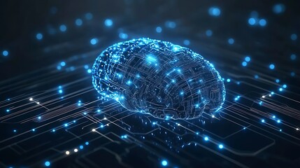 Naklejka premium Digital Mind: Artificial Intelligence in a Cyberspace Landscape