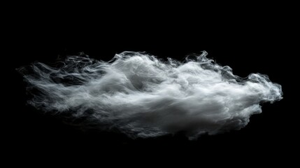 A dense white smoke cloud with soft gradients, isolated beautifully on a black background
