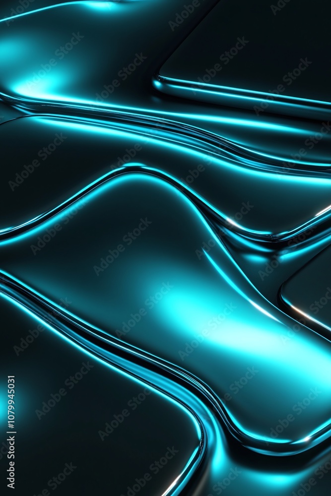 Aufkleber abstract seascape of shimmering teal waves with glossy texture captured in a dynamic flowing light r