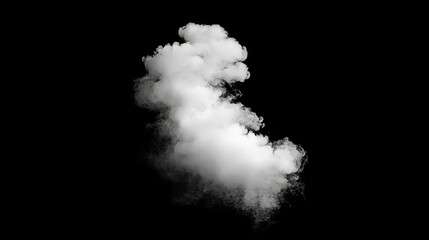 A dense white smoke cloud with soft gradients, isolated beautifully on a black background