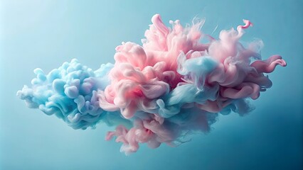 Abstract Swirling Cloud of Pastel Pink and Blue Ink in Water