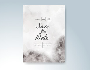 Wedding card invitation template with hand painted watercolor splash