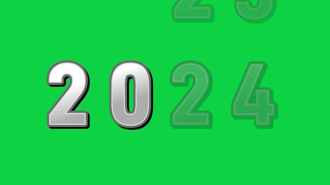 Happy new year 2025 text banner green screen background 