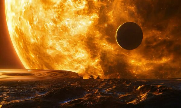 Planet with rings in a distant galaxy