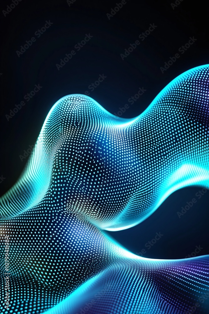 Aufkleber abstract waves of light with dots and digital texture creating a futuristic and modern aesthetic for