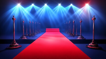 Red Carpet Entrance with Statues and Pillars