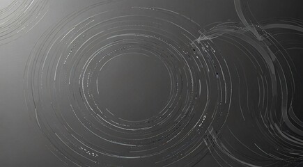 Obraz premium Abstract technology background with circular digital lines, dark gray futuristic interface pattern, minimalist high-tech data motion design