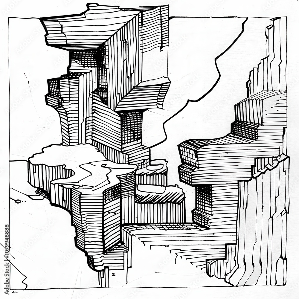 Poster abstract simple line drawing of geometric structures