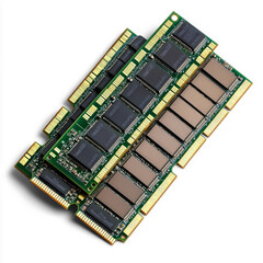 Assorted RAM modules with different capacities. isolated on transparent background