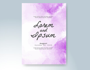 Fototapeta premium Wedding card invitation template with hand painted watercolor splash