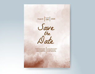 Wedding card invitation template with hand painted watercolor splash
