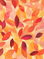 A background of scattered autumn leaves in bright oranges, reds, and yellows, creating a warm, seasonal feel. -