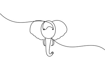 Obraz premium Elephant continuous line drawing of isolate animal wildlife outline simple vector icon