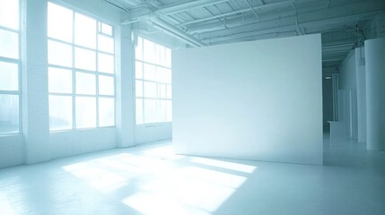 Fototapeta premium White Room with Windows and Light Streaming in