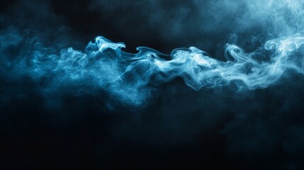 Fototapeta premium A gentle white smoke plume drifting gracefully, isolated on a black background