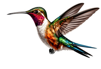 Obraz premium Vibrant Hummingbird In Flight With Black Background