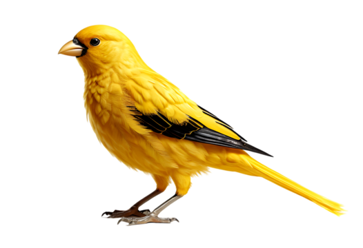 Yellow Canary Bird with Black Wing Feathers