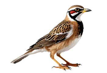 Stripedbacked Buttonquail Bird Closeup Photography and transparent PNG markings around its eye and yellow legs."