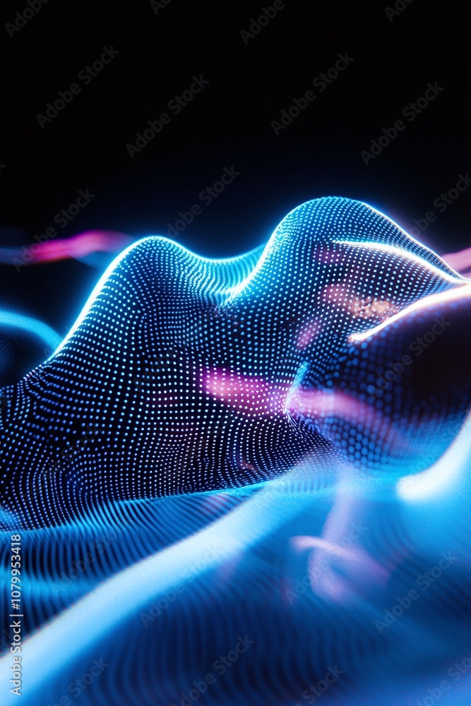 Poster futuristic abstract waves of light and color representing data flow and technology concepts in a vib