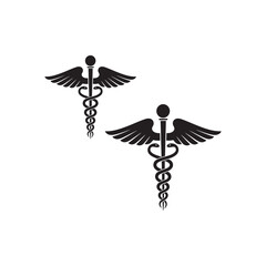 healthcare medical caduceus hand drawn snake logo type icon vector art flat design illustrations