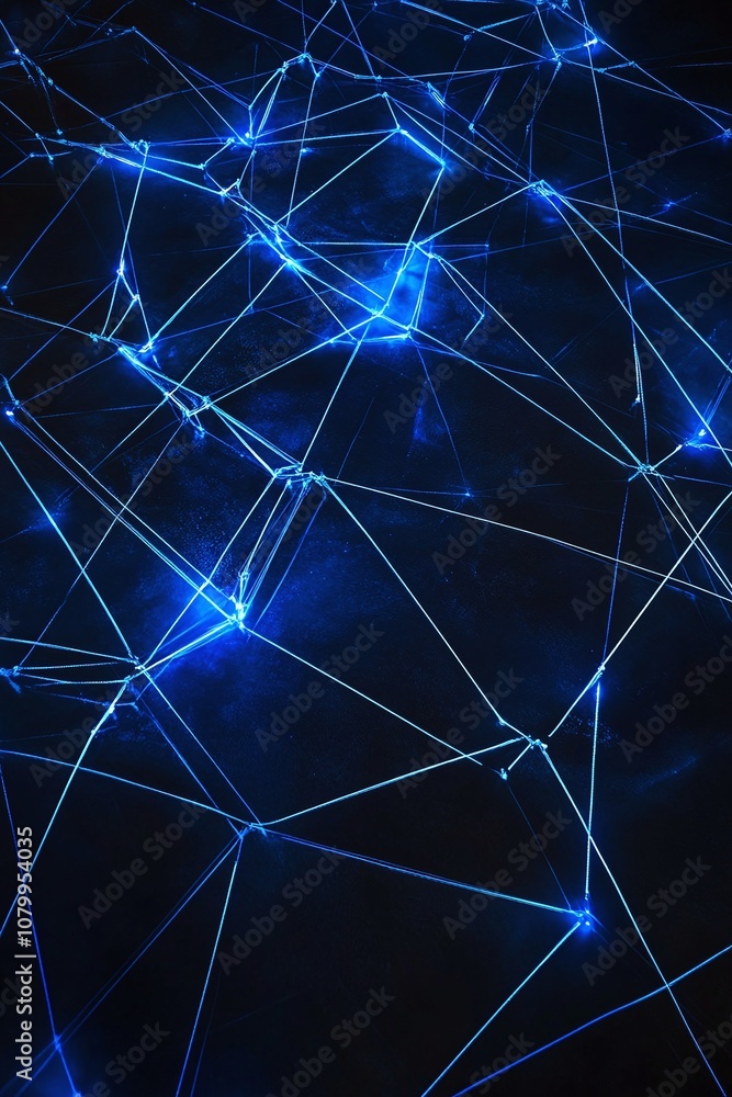 Poster futuristic blue light network abstract design with glowing lines and dark background for technology 