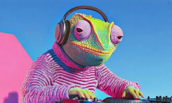 Dj chameleon music party vibes.
