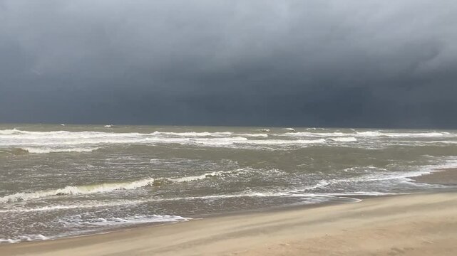 Cold wet and windy day at the beach