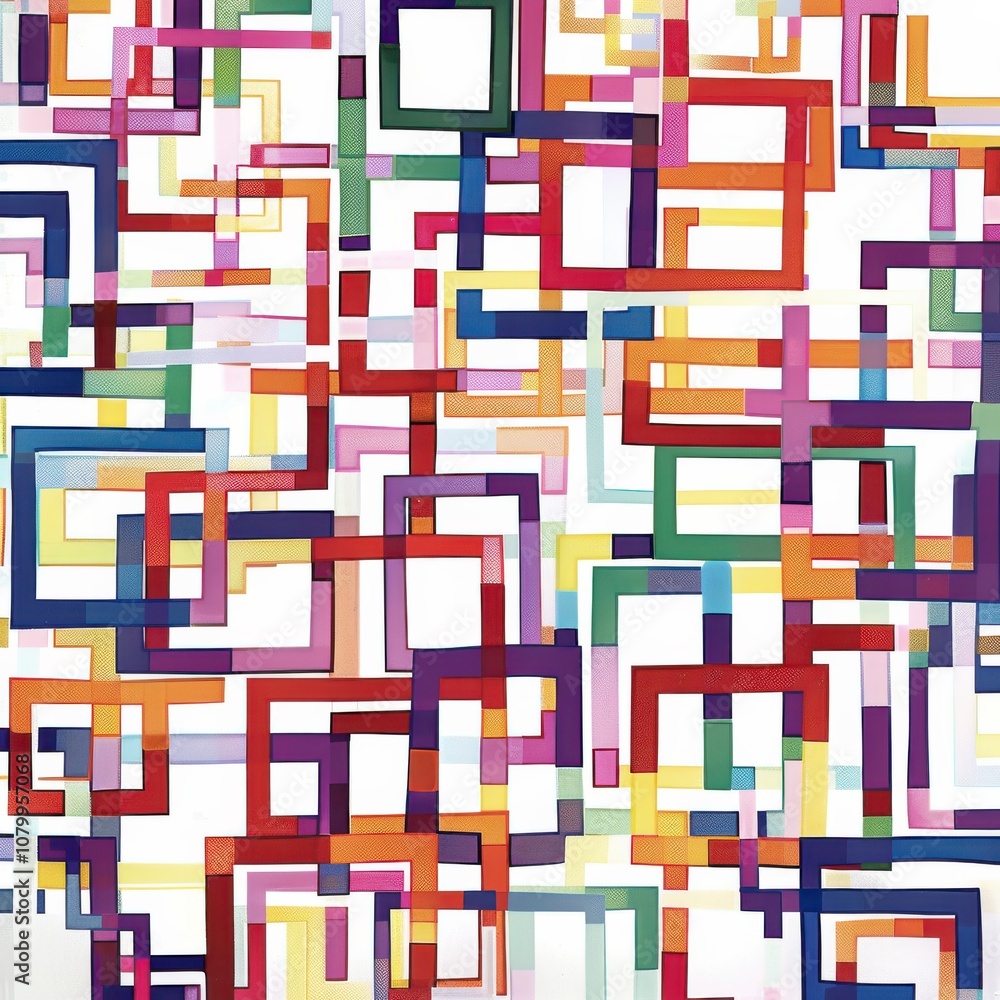 Poster colorful abstract composition with intersecting geometric shapes and frames in bright hues for creat