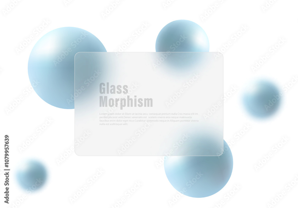 Wall mural website landing page in glass morphism style. light-colored presentation screen with the effect of o