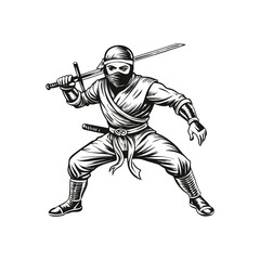Obraz premium ninja drawing vector illustration