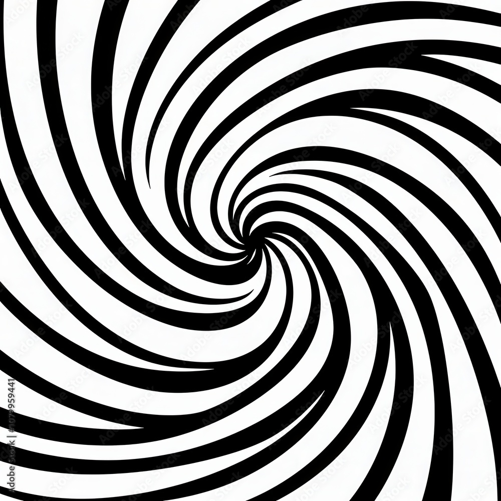 Poster abstract black and white swirling pattern with optical illusion effect ideal for backgrounds, design