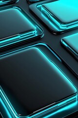 Glowing Geometric Shapes in Sleek Black and Teal Color Scheme Creating a Modern Futuristic Aesthetic for Abstract Background or Design Element Usage