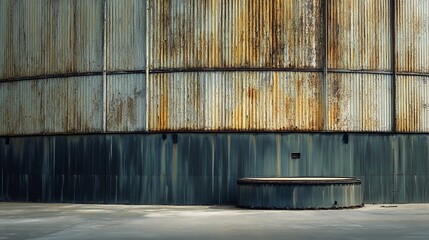 Rusty Metal Wall with a Circular Opening