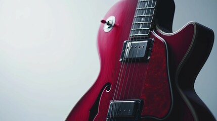 Close-up of a Red Electric Guitar with a White Outline
